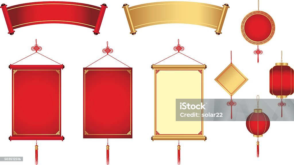 Chinese hanging and banner Chinese hanging and banner for graphic element. Graphic resource in China theme Chinese New Year stock vector