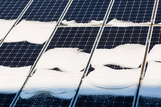 Photovoltaic in winter stock photo
