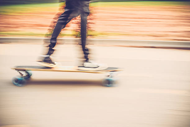 istock Blurred Motion of Man Skateboarding in a Park, Copy Space 503513560