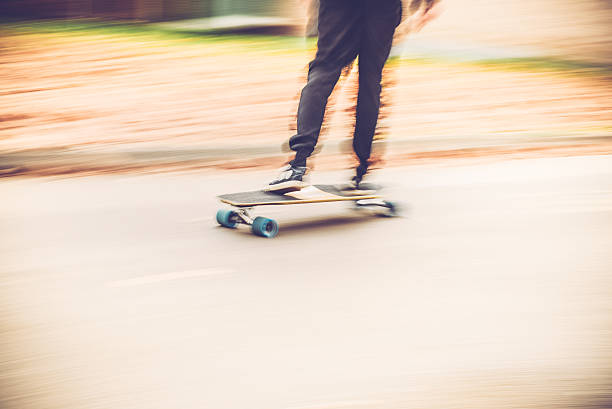 istock Blurred Motion of Man Skateboarding in a Park, Copy Space 503513638