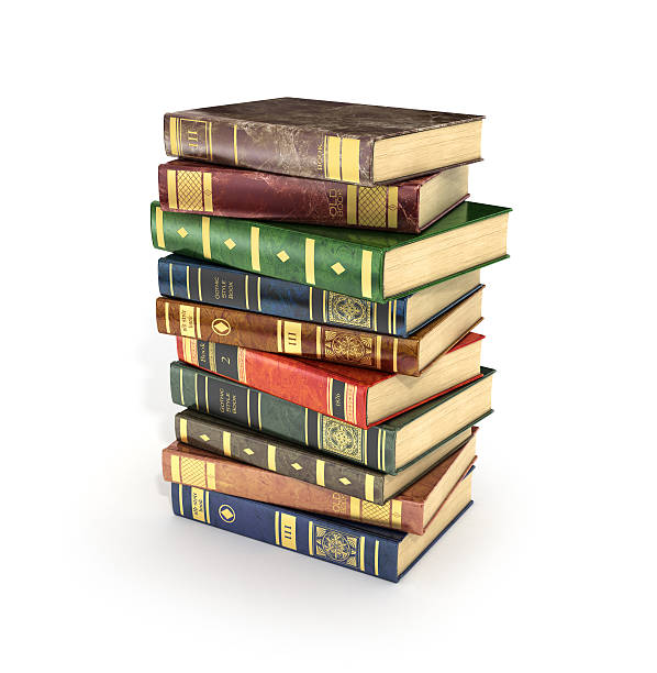 istock render of stack old colorful books on a white background. 503517848