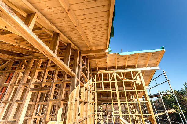 istock Wooden frame of a new house under construction 503518516