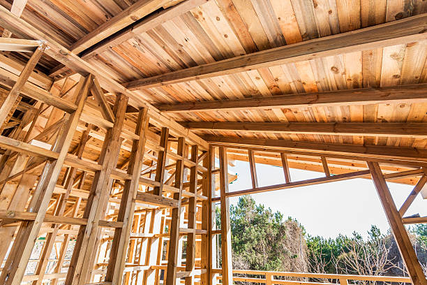 istock Wooden frame of a new house under construction 503519308