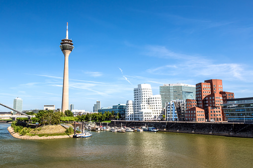 Skyline Düsseldorf with Rhein River and TV Tower