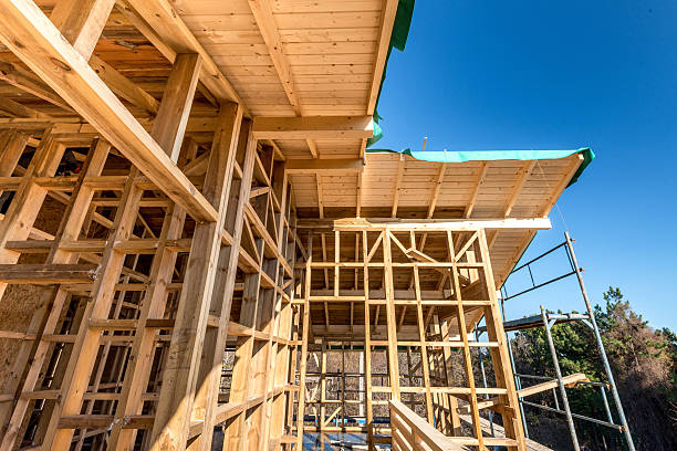 istock Wooden frame of a new house under construction 503520206