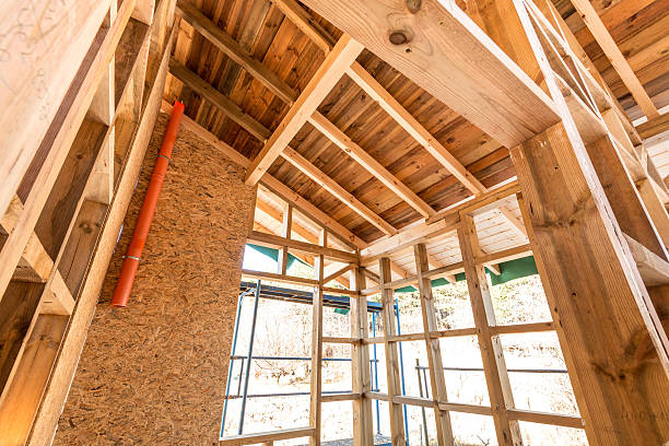 istock Wooden frame of a new house under construction 503520796