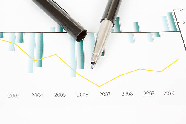 istock Stock market graphs with pen 503520830