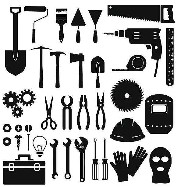 Vector illustration of Tools icon on white background