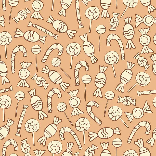 Vector illustration of cute hand drawn doodle candy, lollipop. sweets seamless pattern