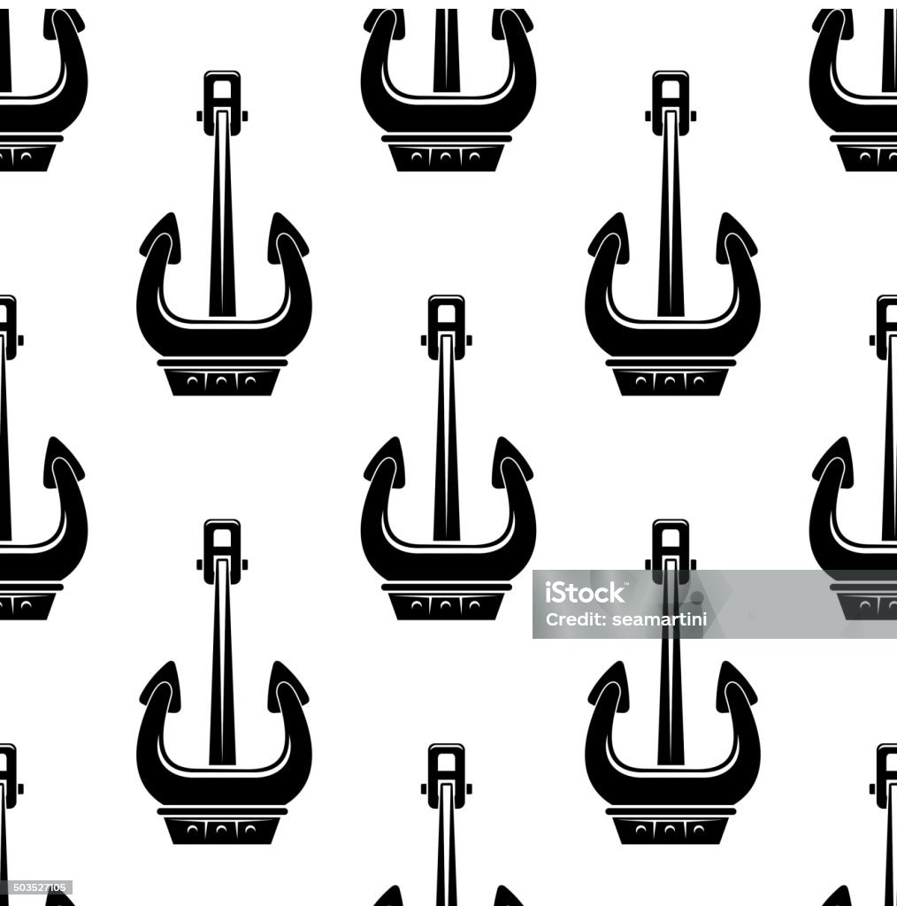 Seamless pattern of marine anchors Seamless black and white pattern of marine anchors in square format, vector illustration isolated on white Anchor - Vessel Part stock vector