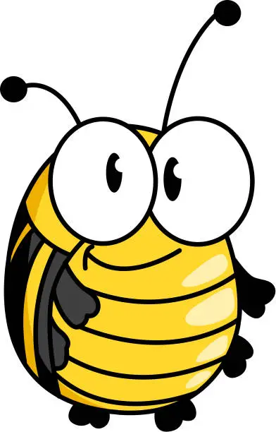 Vector illustration of Happy smiling fat little bumble bee