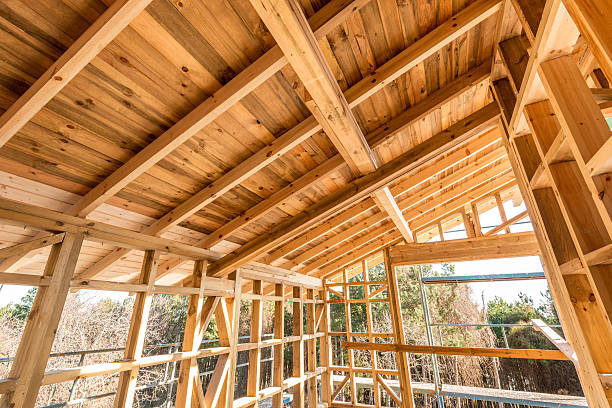 istock Wooden frame of a new house under construction 503531936