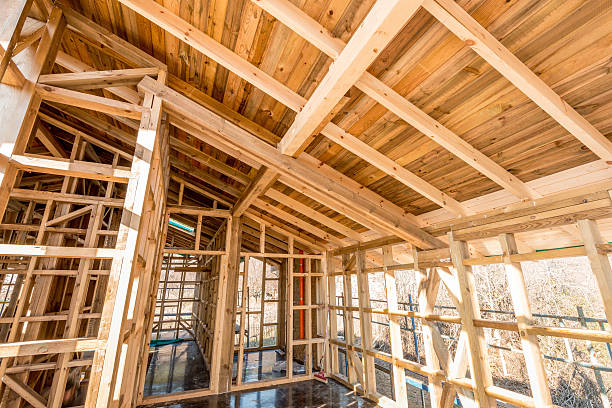 istock Wooden frame of a new house under construction 503532580