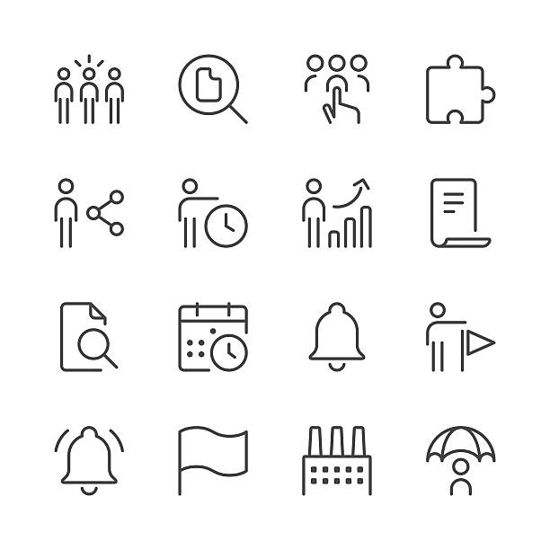 business icons set 4/schwarz line serie - aussuchen grafiken stock-grafiken, -clipart, -cartoons und -symbole