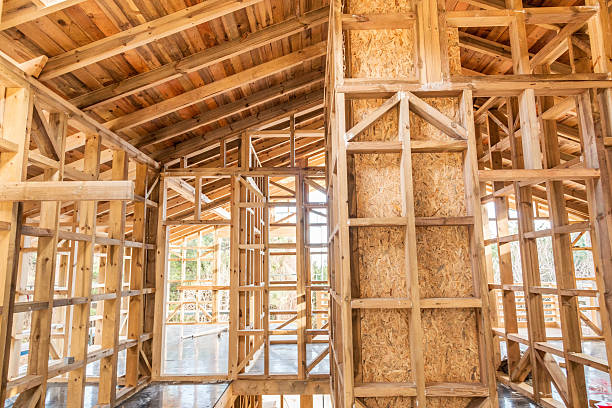 istock Wooden frame of a new house under construction 503533478