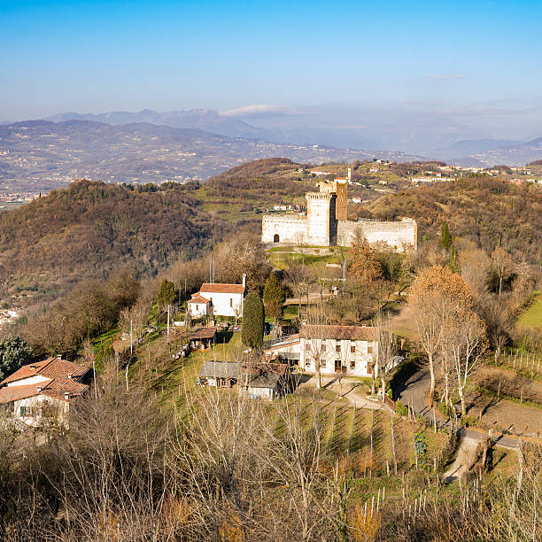 vista de las colinas de montecchio maggiore (vicenza, italia). - capulet fotografías e imágenes de stock