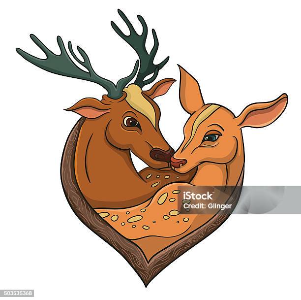 Deers Falling In Love Illustration With Simple Gradients Stock Illustration - Download Image Now