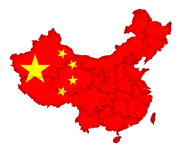 china-flagge und karte - zhejiang provinz stock-grafiken, -clipart, -cartoons und -symbole