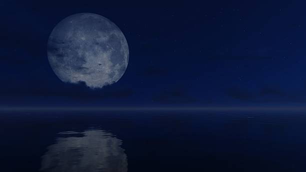 istock Big full moon above mirror water surface 503541288