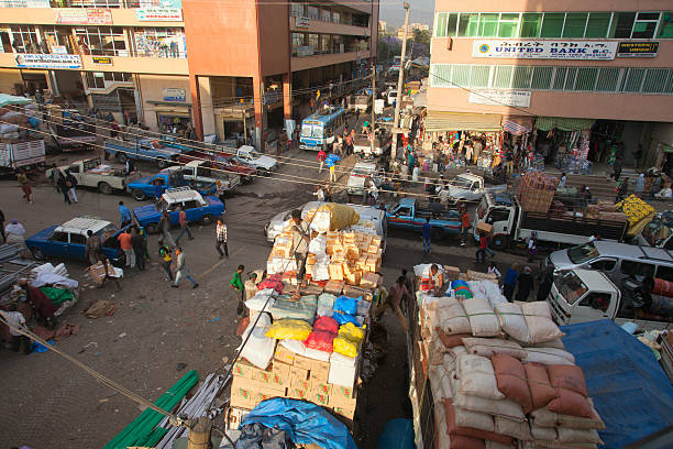Addis Ababa, Ephiopia - December 27, 2013: The largest African market-Merkato  
