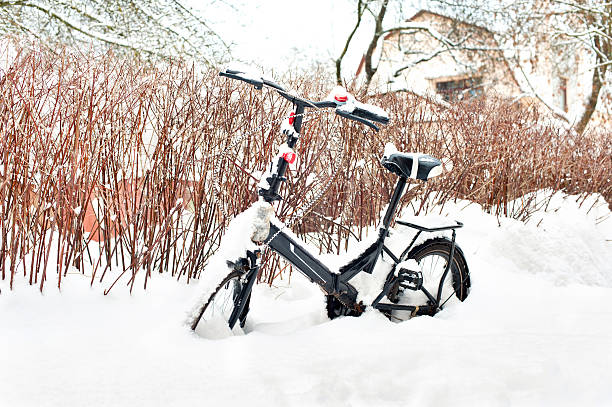 istock Winter in the city. Bicycle covered with snow. 503544340