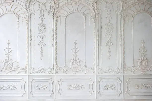 White ornate plaster wall pattern
