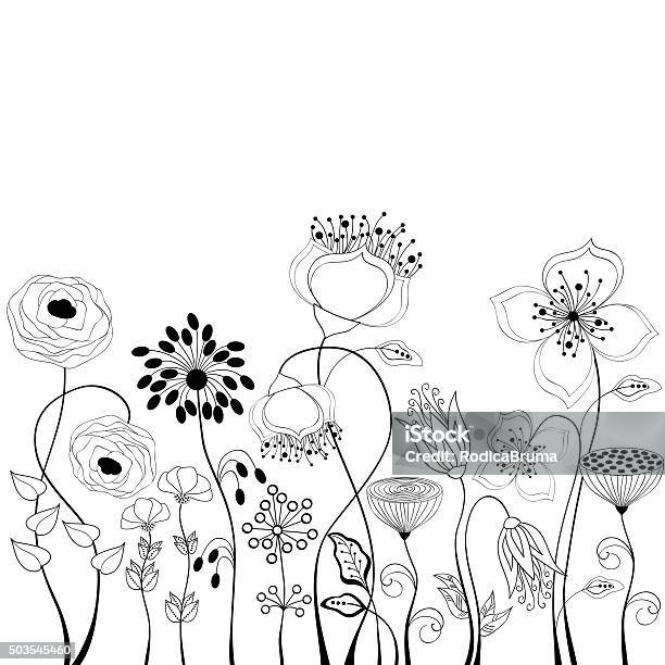 Floral Background Stock Illustration - Download Image Now - Abstract, Black Color, Blossom