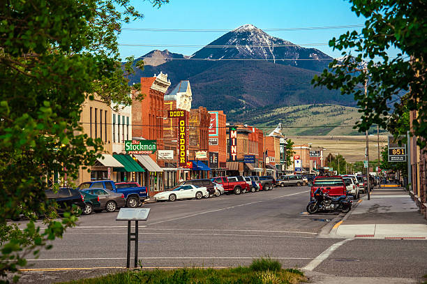 Historic Centre of Livingston, Montana stock photo