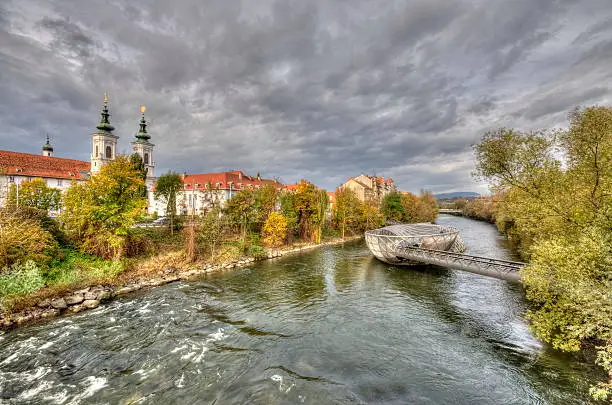 Photo of Artificial island on the Mur river in Graz