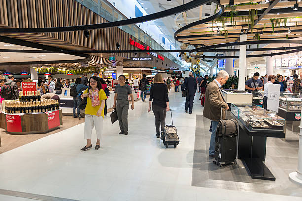 Duty free section of Sydney Airport stock photo