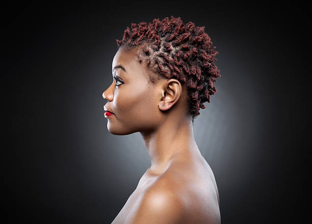 istock Black beauty with short spiky hair 503556716
