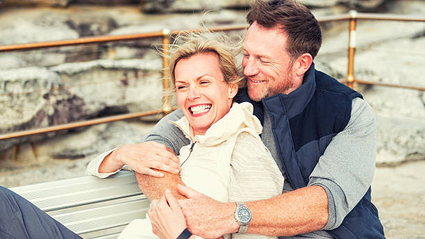 Happy mature couple together stock photo