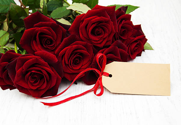 istock Red roses and greeting card 503558554