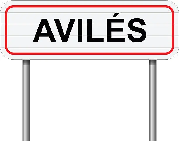 Vector illustration of Welcome to Aviles Spain road sign vector