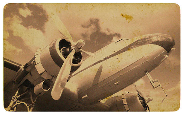 istock Retro styled postcard of a DC3 airplane 503559622