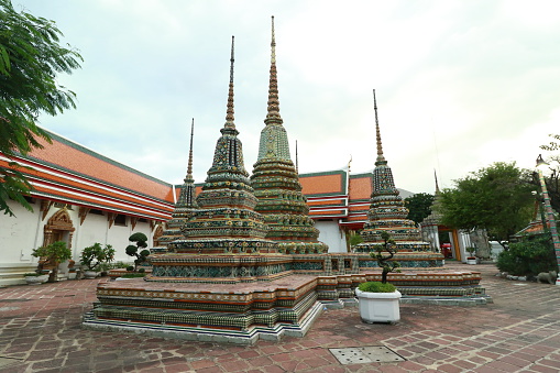 Golden Stupas in Wat Pho Buddhist Temple, Bangkok, Thailand
