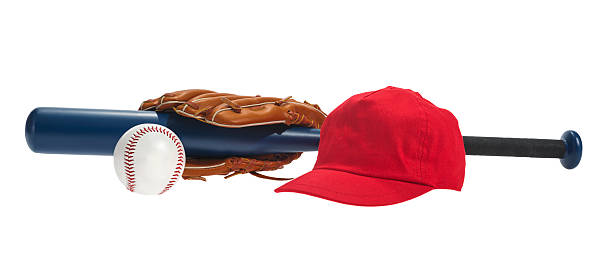 little league baseball, guantes, gorro y aluminio bat - baseball bat baseball little league baseballs fotografías e imágenes de stock