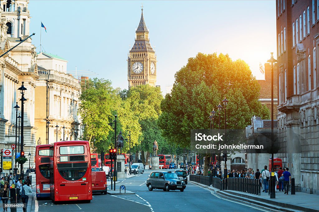 Big Ben and Whitehall from Trafalgar Square, London London - England Stock Photo