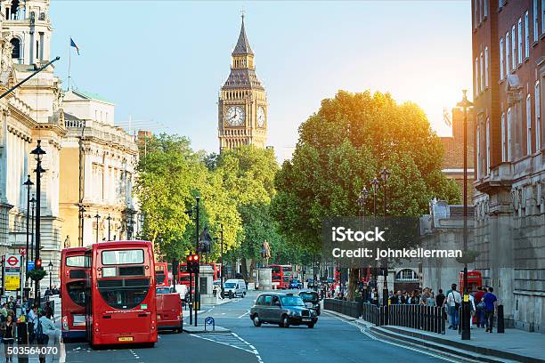 Big Ben And Whitehall From Trafalgar Square London Stock Photo - Download Image Now