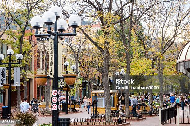Pearl Street Mall In Downtown Boulder Colorado Stock Photo - Download Image Now - Boulder - Colorado, Downtown District, Colorado
