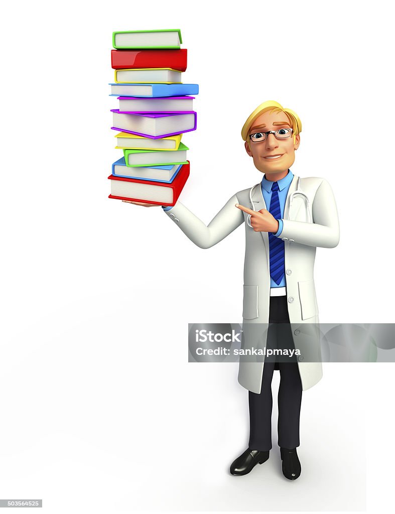 Young Doctor with books Illustration of young doctor with books Accidents and Disasters Stock Photo