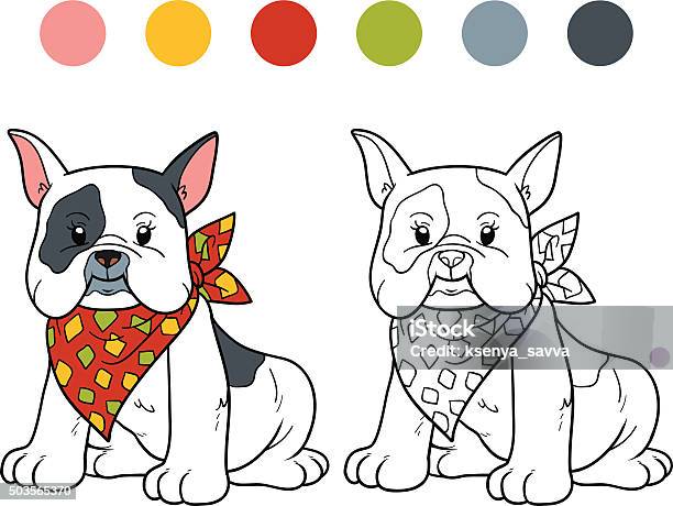 Coloring Book Stock Illustration - Download Image Now - Bulldog, Cartoon, Cheerful