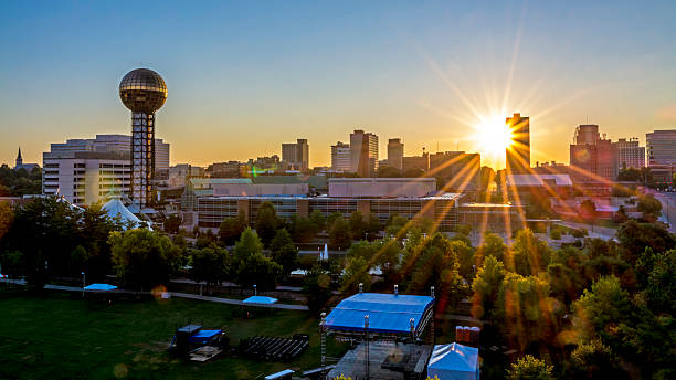 Skyline of Knoxville from UT ccampus stock photo
