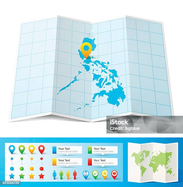 Philippines Map Inset Philippines Map With Location Pins Isolated On White Background Stock ...