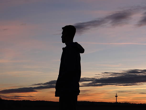 Shadow boy stock photo