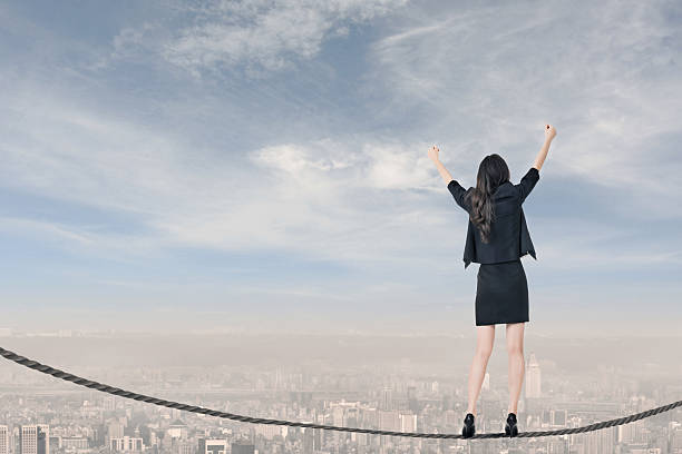 istock standing on rope and feel exciting 503567557