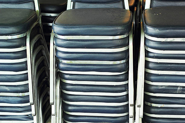 Steel chair with backrest - stacked. Steel chair with backrest - stacked backrest stock pictures, royalty-free photos & images