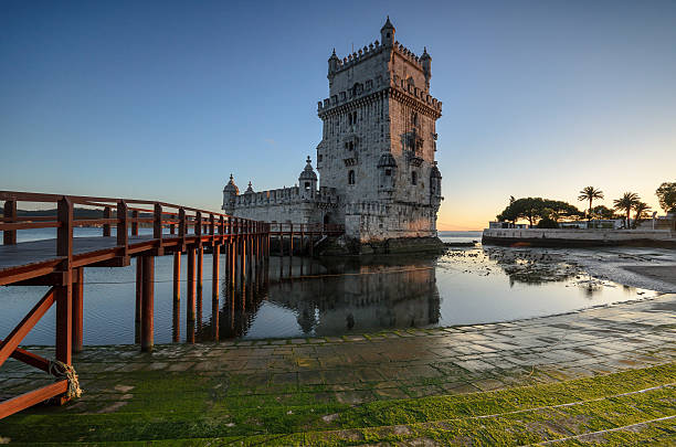 Tower of Belem on sunset, Lisbon, Portugal stock photo