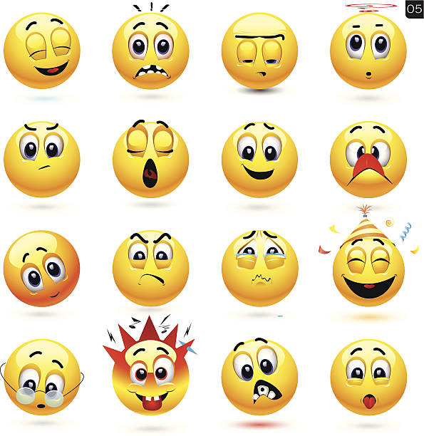 ilustrações de stock, clip art, desenhos animados e ícones de vector conjunto de ícones de smiley - sadness depression smiley face happiness
