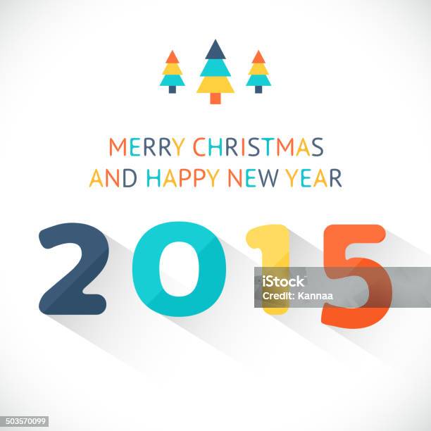 Happy New Year 2015 Colorful Greeting Card Made Stock Illustration - Download Image Now - 2015, Abstract, Animal Markings